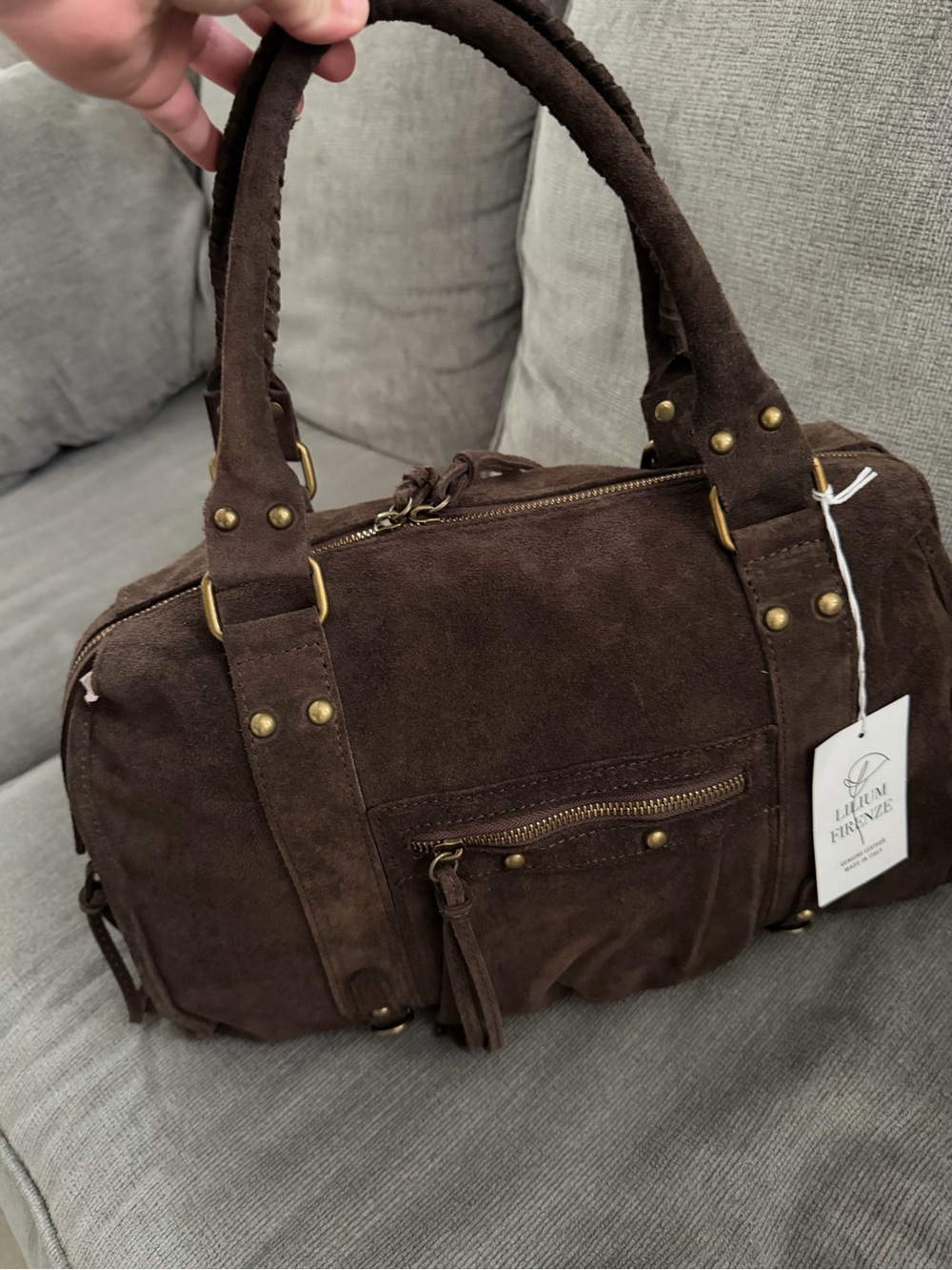 Brown Suede women’s Satchel NWT
